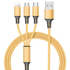 Nylon woven mini one to three data cable for mobile phone charging